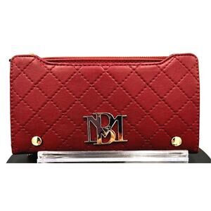Badgley Mischka Quilted Long Wallet - Wine